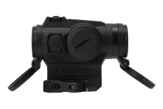 Holosun HE515GT-GR Green Dot Sight features a side mounted battery compartment